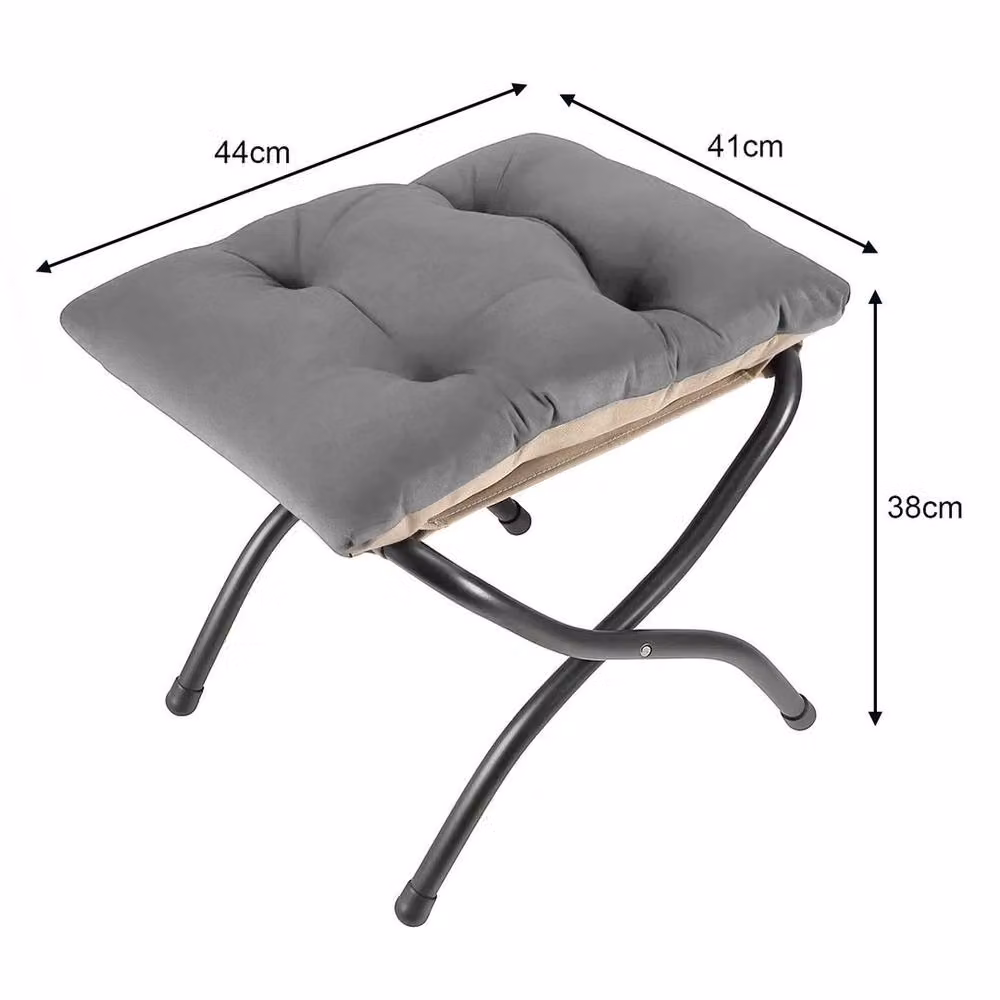 KORVIXA Foldable Footrest in Grey with Removable Fabric Cover and Metal Frame – 2