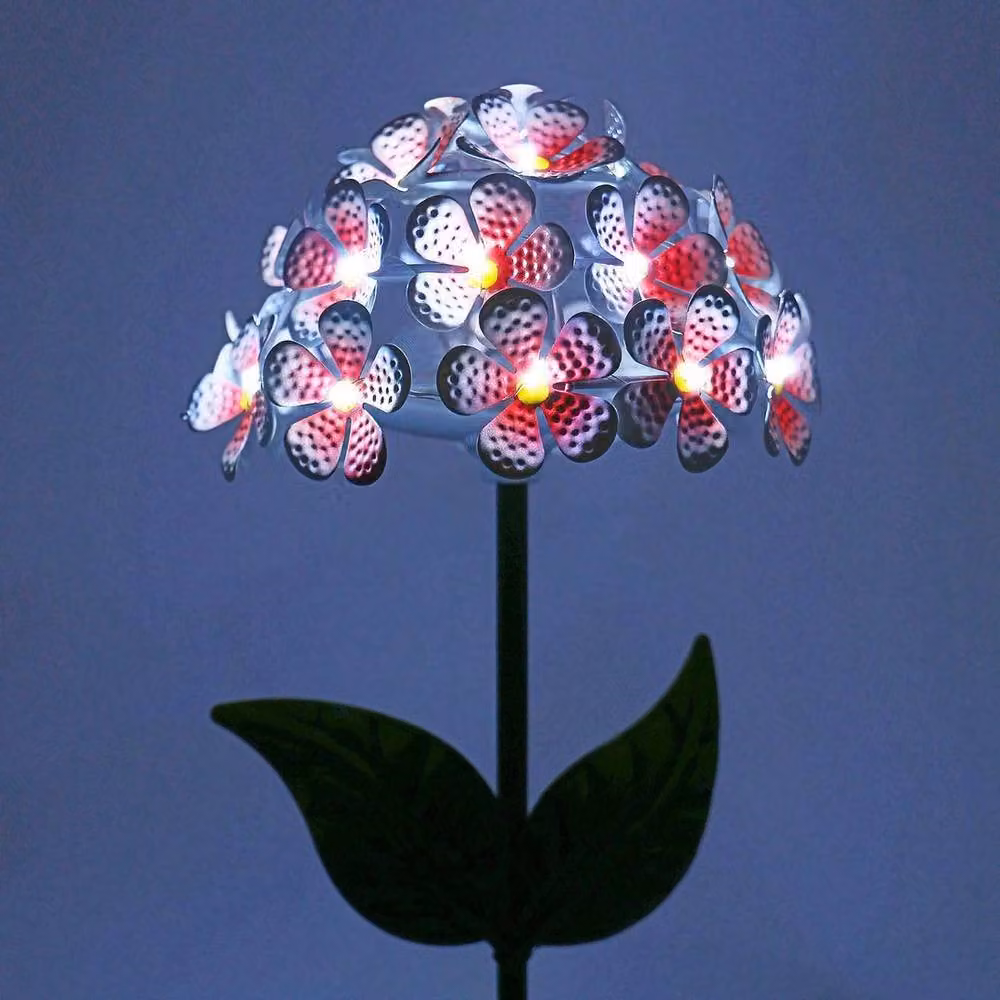 VOGREX Red and Multicolour 26 LED Solar Hydrangea Garden Stake Light with Dusk Sensor – 2