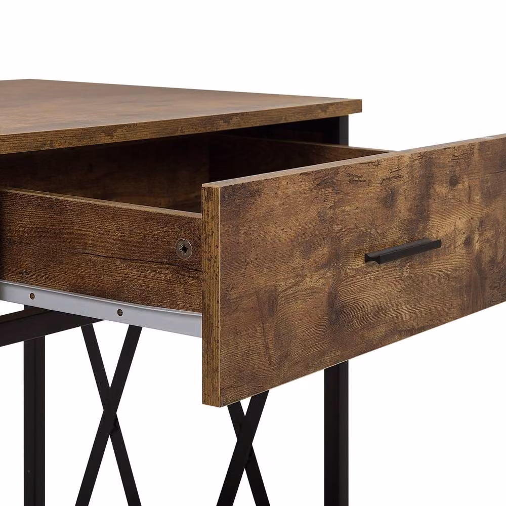 Wyld and Coco Industrial Console Table with 2 Drawers and Open Shelf, Dark Brown and Black, W/D/H: 107 x 46 x 76 cm – 5