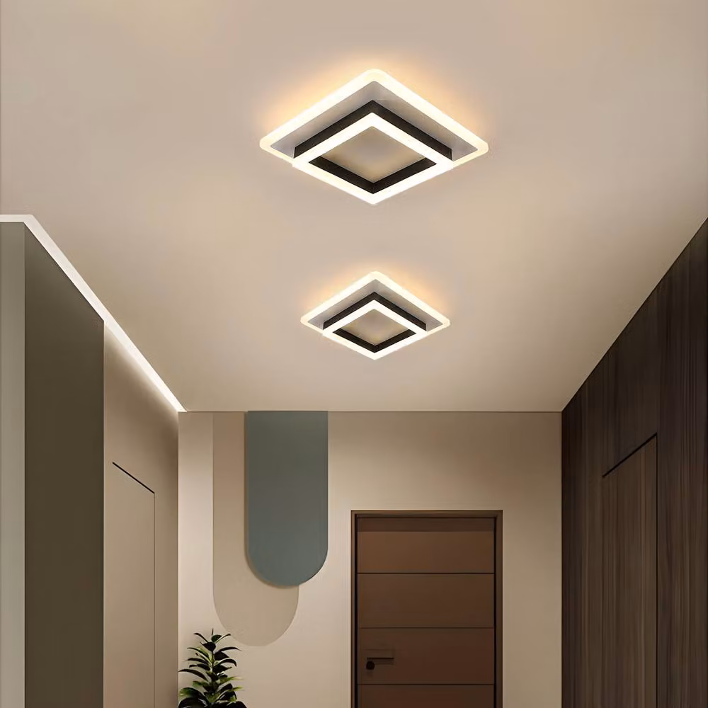 Pheashine Modern Square LED Ceiling Light in Black and White, 30W Warm White, Diameter: 30 cm – 3