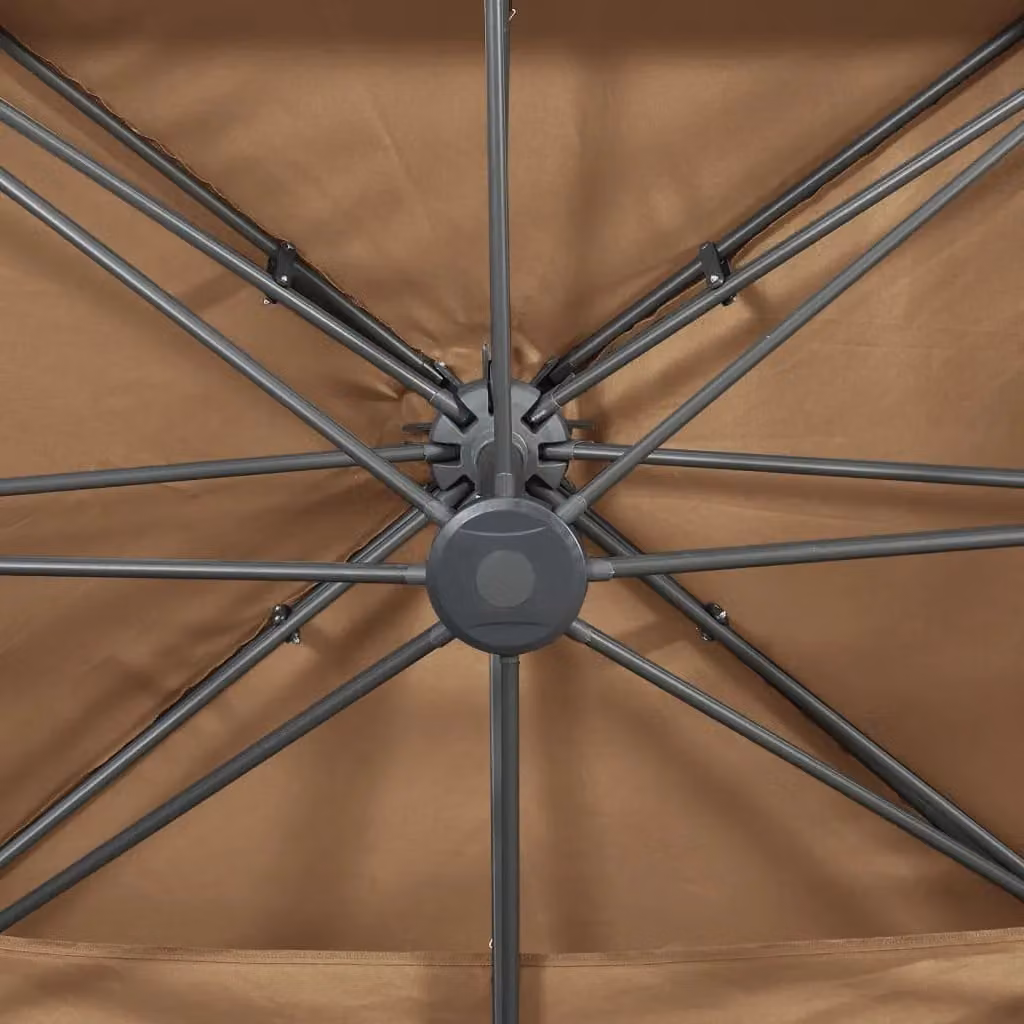 Berkfield Home Cantilever Garden Parasol with Double Top in Taupe, W: 400 cm, D: 300 cm, H: 274 cm – 3