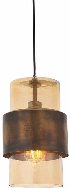 Netlighting PALERMO Dimmable Modern Glass Pendant Ceiling Light in Yellow and Gold/Brass