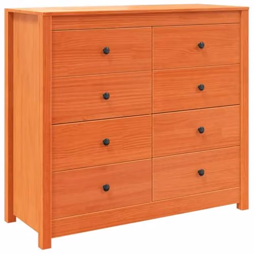 vidaXL Modern Waxed Brown Solid Pine Wood Side Cabinet W/D/H: 100 x 40 x 90 cm – 1