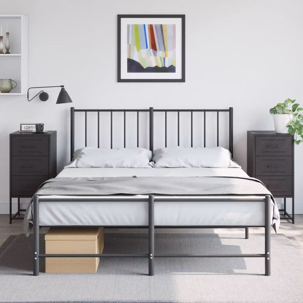 Berkfield Home Durable Metal Bedside Cabinets, 2 Pack, Black, W/D/H: 36 x 39 x 78 cm – 2