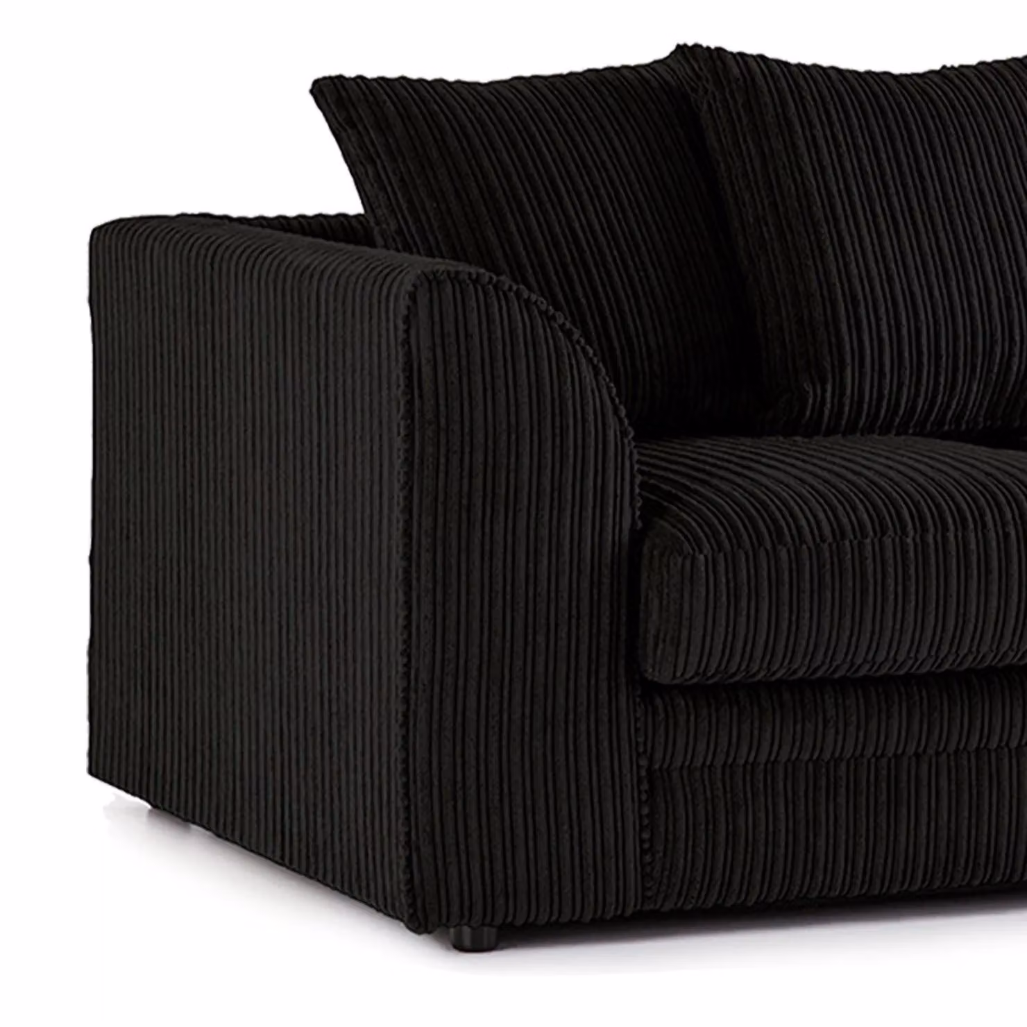 Furnishings For Less UK Luxor 3 Piece Sofa Suite in Black Jumbo Cord Fabric with Scatter Cushions – 3