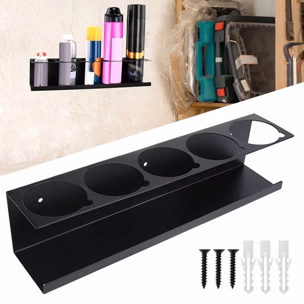 SPETLEK 2-Piece Black Metal Wall-Mounted Aerosol and Spray Can Storage Holder, Width: 50 cm – 2
