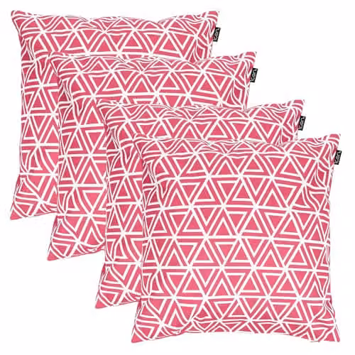icon Set of 4 Pink Triangle Geo Outdoor Cushions, W/D/H: 43 x 43 x 43 cm