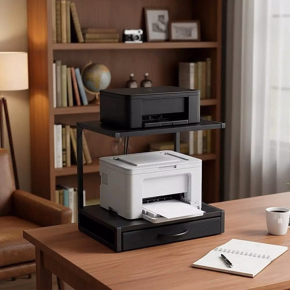 EONLION Black 2 Tier Desktop Printer Stand with Table, Width: 100 cm – 3