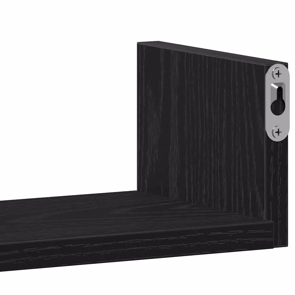 Berkfield Home Set of 3 Wall Mounted Shelves in Black Oak Engineered Wood – 5