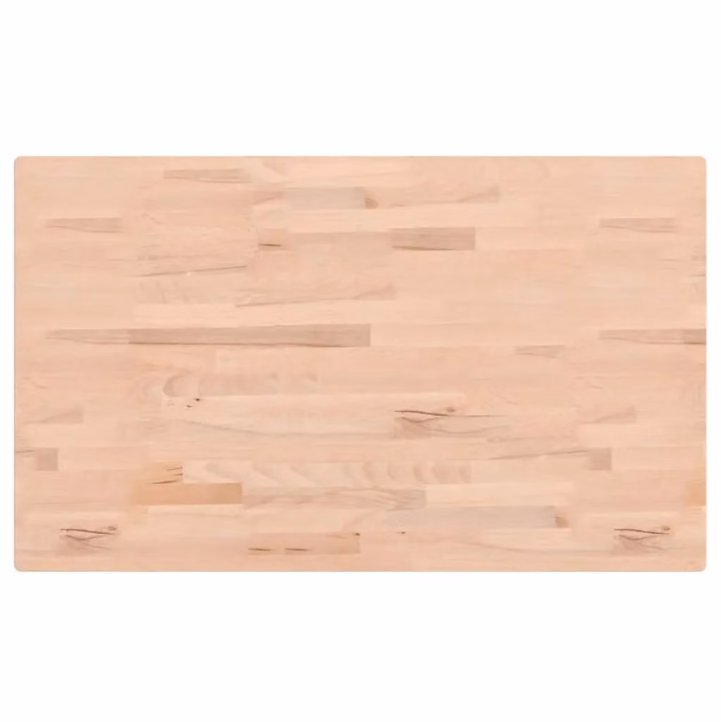 Berkfield Home Brown Solid Beech Wood Bathroom Countertop, W: 100 cm, D: 60 cm, H: 1.5 cm – 2