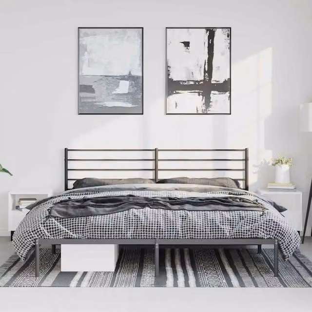 Berkfield Home Metal Bed Frame with Headboard in Black