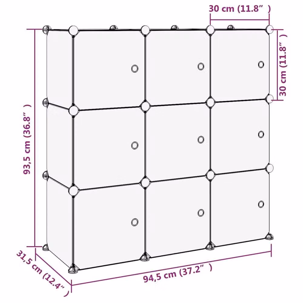 Berkfield Modern 9-Cube Storage Organiser with Glass Doors in Black – 5