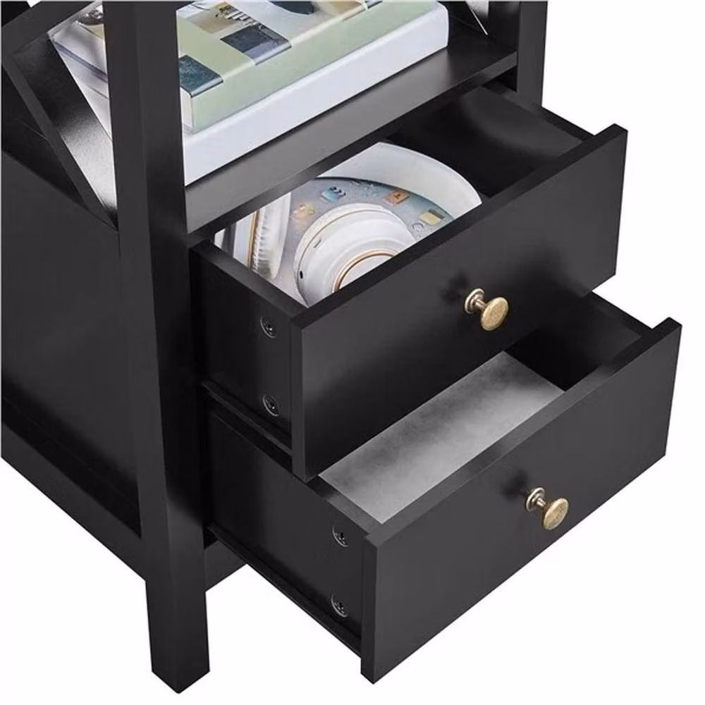 KORVIXA X-shaped Bedside Table in Black – 5