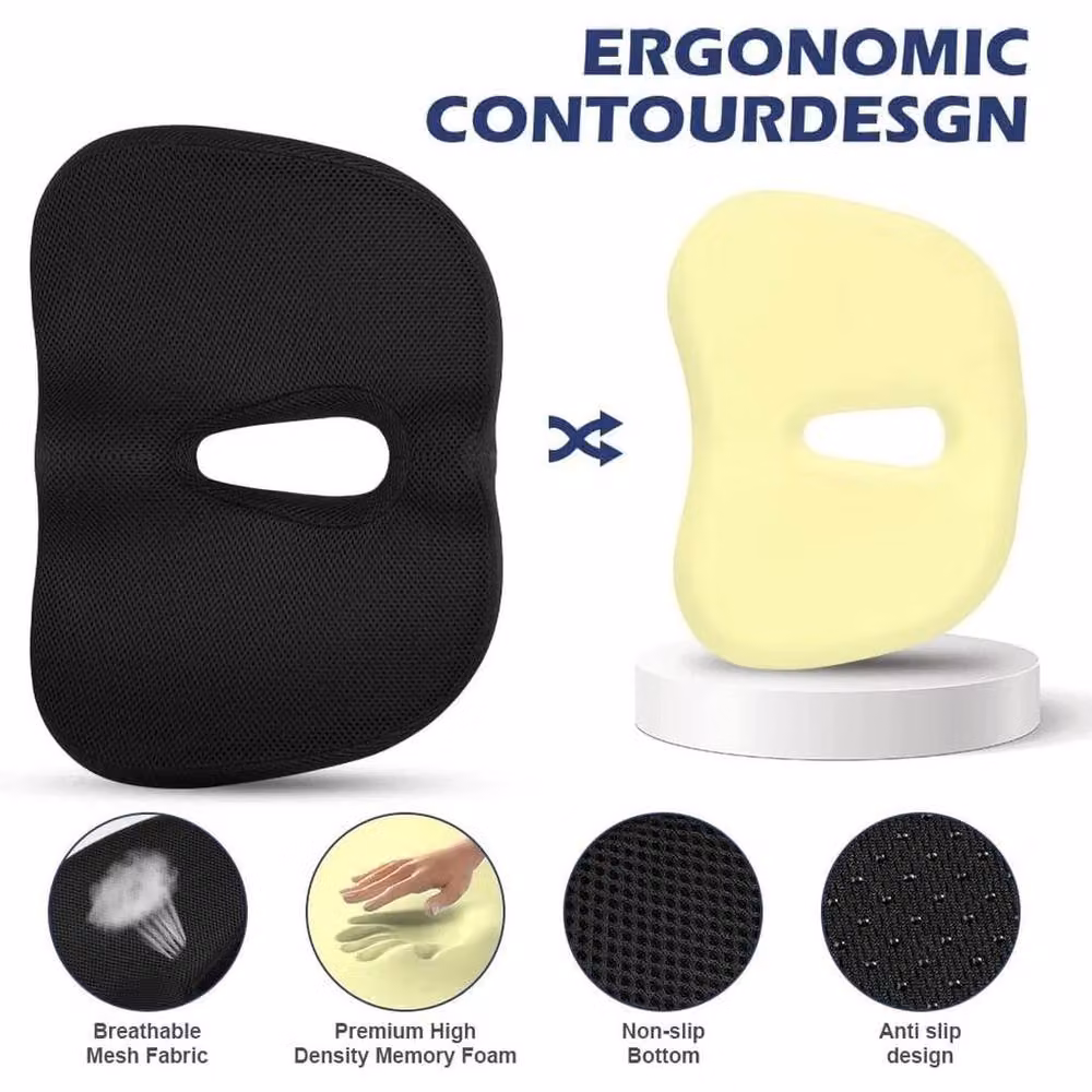 NESTLUNE Orthopaedic U-Shaped Memory Foam Seat Cushion in Black, W/D: 120 x 90 cm – 5
