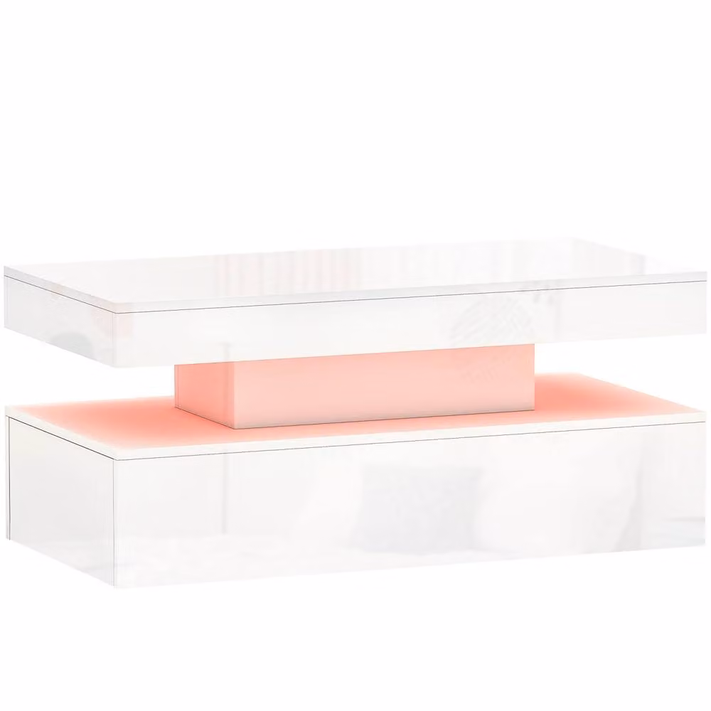 Wyld Haus Lomoyo High Gloss White LED Coffee Table with RGB Lighting and Storage W/D/H: 95 x 42 x 42 cm – 2
