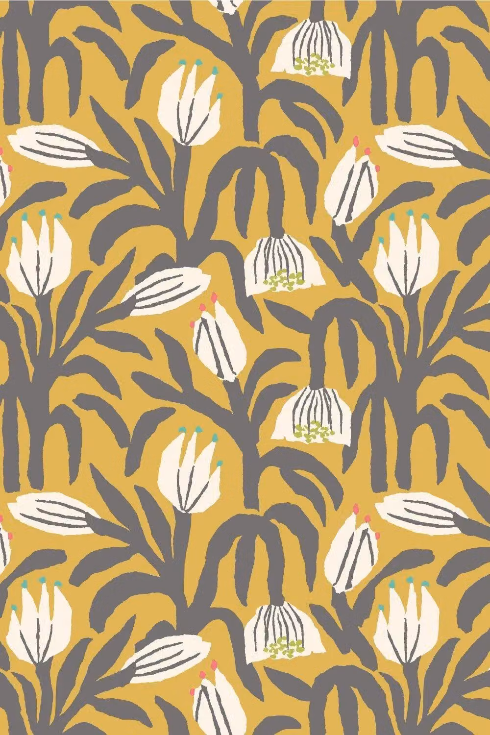 Hoopla Walls Chunky Flower Matt Wallpaper in Mustard Yellow – 2