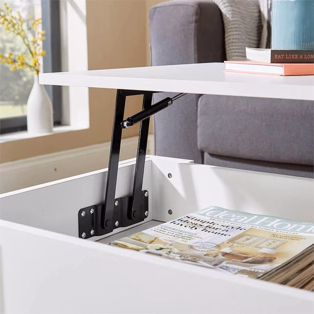 Nordara White Lift Up Coffee Table with Storage Shelf, W/D/H: 100 x 100 x 100 cm – 3