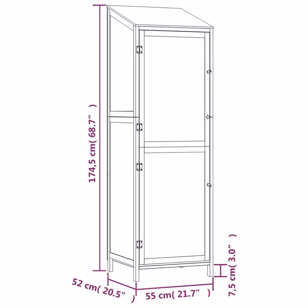 Berkfield Home Garden Tall Cabinet in Anthracite Grey, Solid Wood, W/D/H: 55 x 52 x 174.5 cm – 3