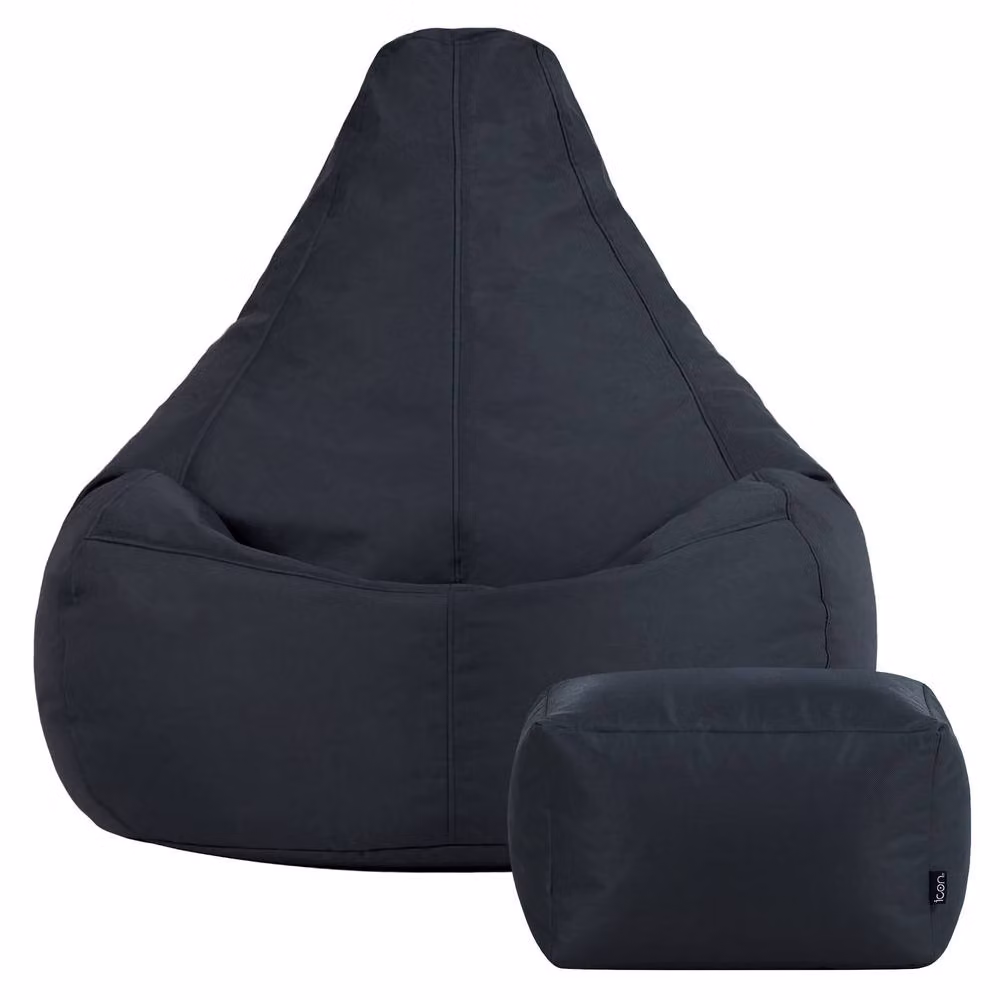 Bean Bag Bazaar Grey Outdoor Bean Bag and Footstool with Filling Included – 4