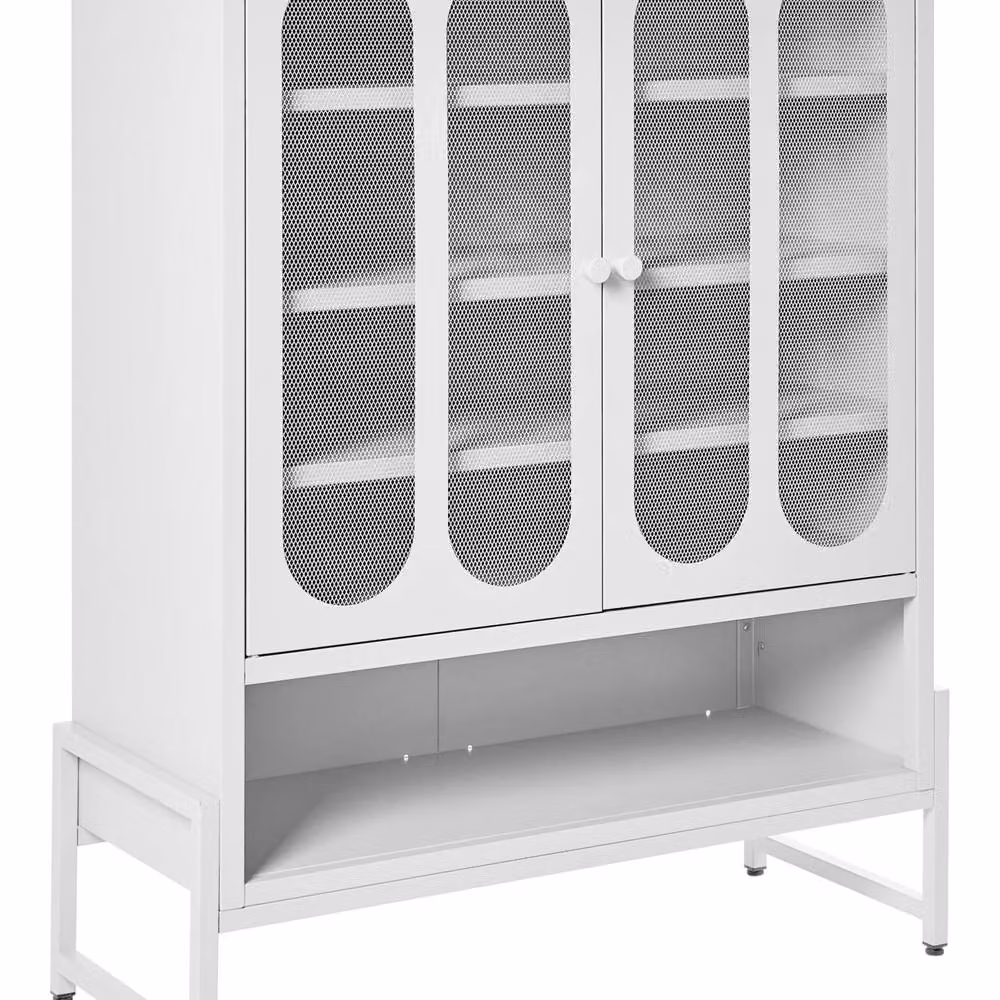 Wyld and Coco White Metal 2-Door Sideboard with 5 Shelves – 2