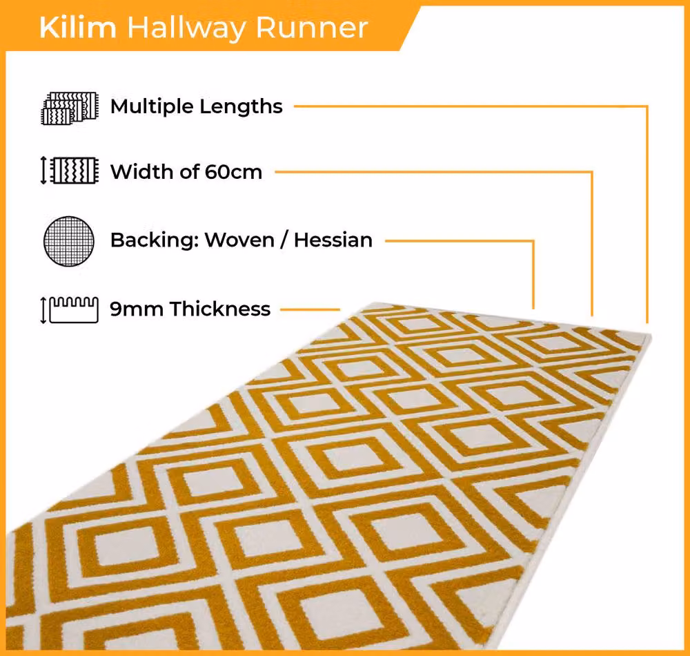 runrug Kilim Hallway Carpet Runner Rug in Light Beige, W: 60 cm, L: 180 cm