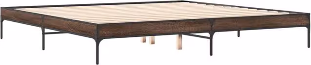 Berkfield Home Durable Bed Frame in Brown Oak, W/D/H: 200 x 203 x 30 cm – 1