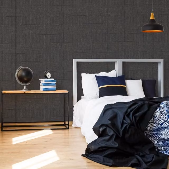 Superfresco Illusion Geometric Abstract Vinyl Wallpaper in Anthracite and Gold