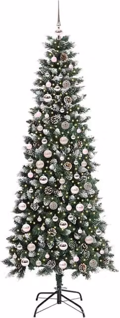 Berkfield Home Elegant Green Artificial Christmas Tree with 300 LEDs, W/D/H: 86 x 86 x 210 cm – 1