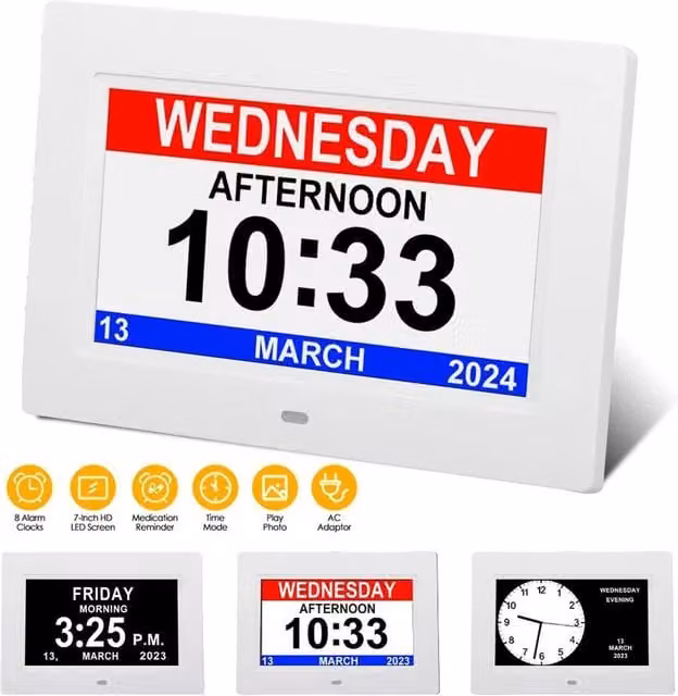 NESTLUNE Modern Digital Alarm Clock with Date Display in White, W/D/H: 100 x 15 x 15 cm – 1