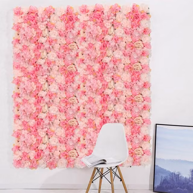 Livingandhome Red and Pink Artificial Rose Flower Wall Decoration Panel for Wedding, Party and Birthday Backdrops