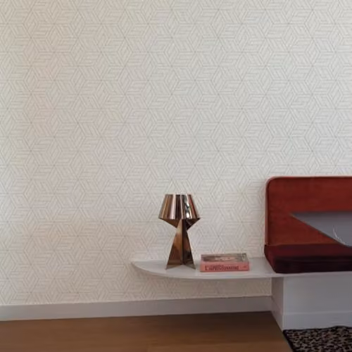 Grandeco Cobra White Geometric Pattern Metallic Blown Vinyl Wallpaper – 2