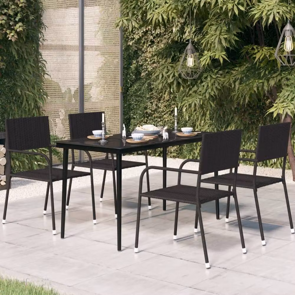 Berkfield Home Classic Garden Dining Table in Black Steel and Glass, W/D/H: 140 x 70 x 74 cm – 2
