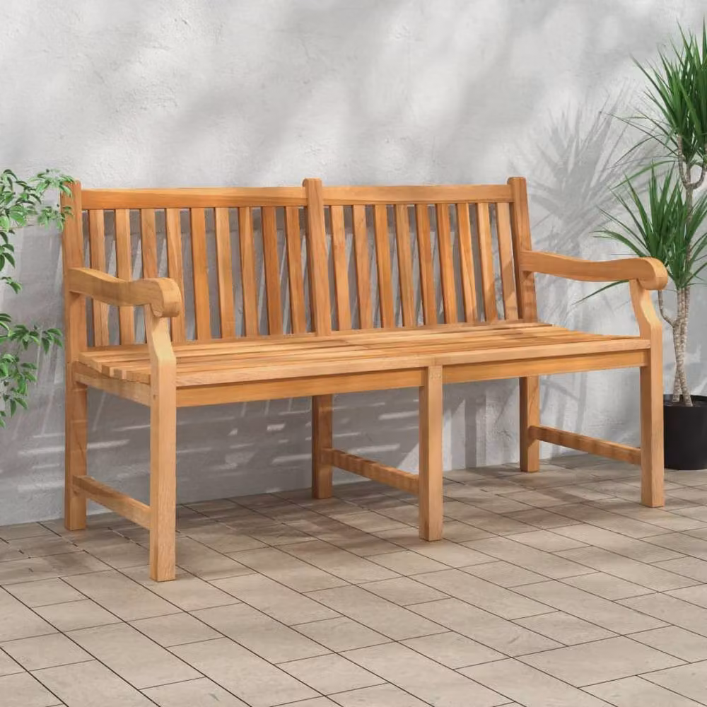 Berkfield Home Garden Bench in Brown Solid Teak Wood, 150 cm – 2