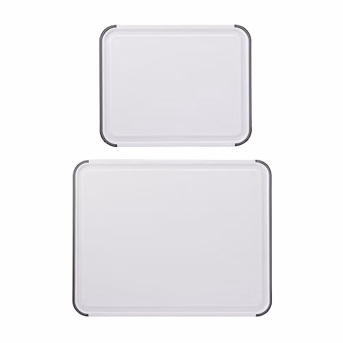 KitchenAid Classic Non-Slip 2 Piece White Chopping Board Set, BPA Free Polypropylene, W/D/H: 8 x 10 cm and 11 x 14 cm – 1