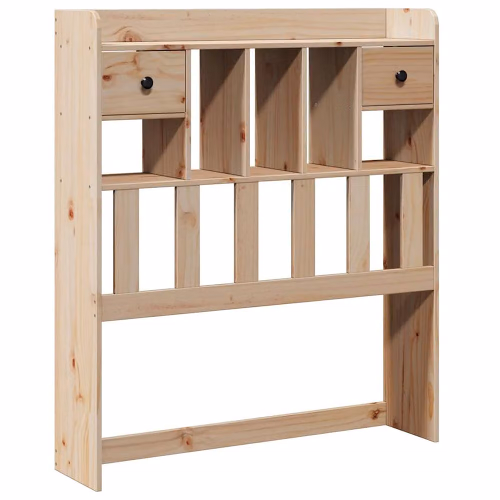 Berkfield Home Solid Wood Pine Headboard with Integrated Storage Shelf in Beige – 3