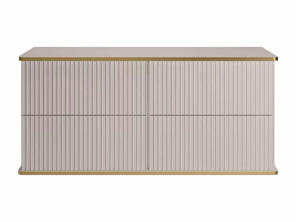 Vente-unique Suspended Grooved Gold-Trimmed Under-Basin Cabinet in Beige, W/D/H: 120 x 47 x 54 cm – 2