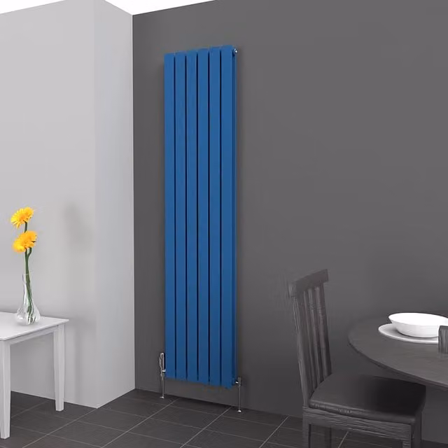 Lux Heat Flat Coloured Vertical Radiator in Galaxy Blue, H 180 cm x W 42 cm