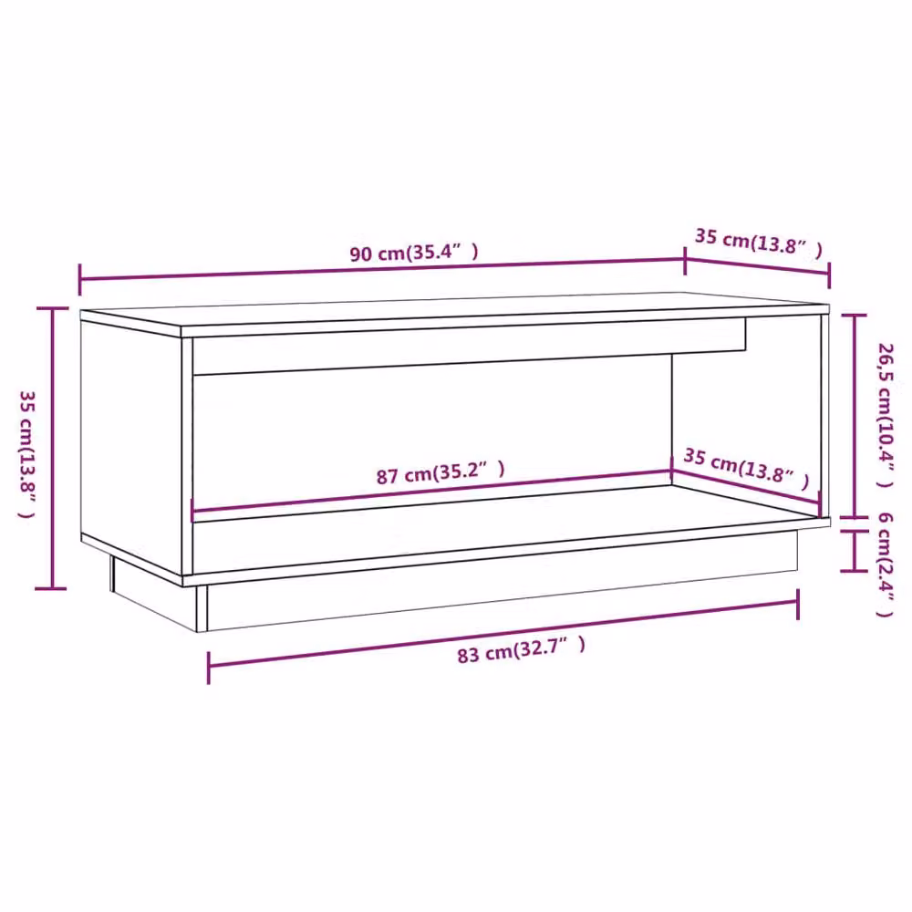 Berkfield Home Grey Solid Wood Pine TV Cabinet W/D/H: 90 x 35 x 35 cm – 5