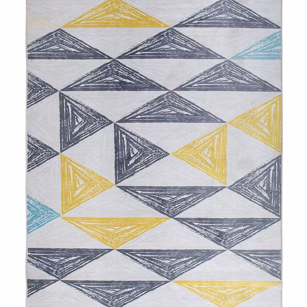 Wyld and Coco Grey and Yellow Geometric Scandinavian Area Rug, W: 160 cm, L: 230 cm – 2