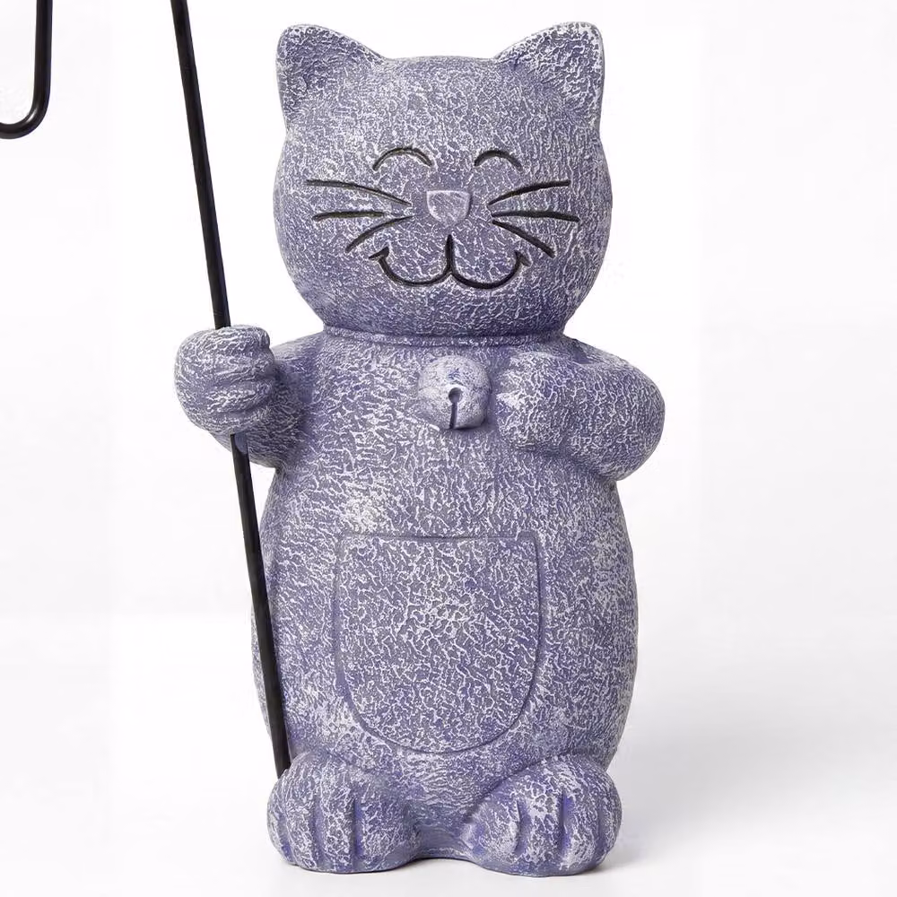 Emitto Solar Cat Garden Statue Ornament in Stone Grey and Black – 4