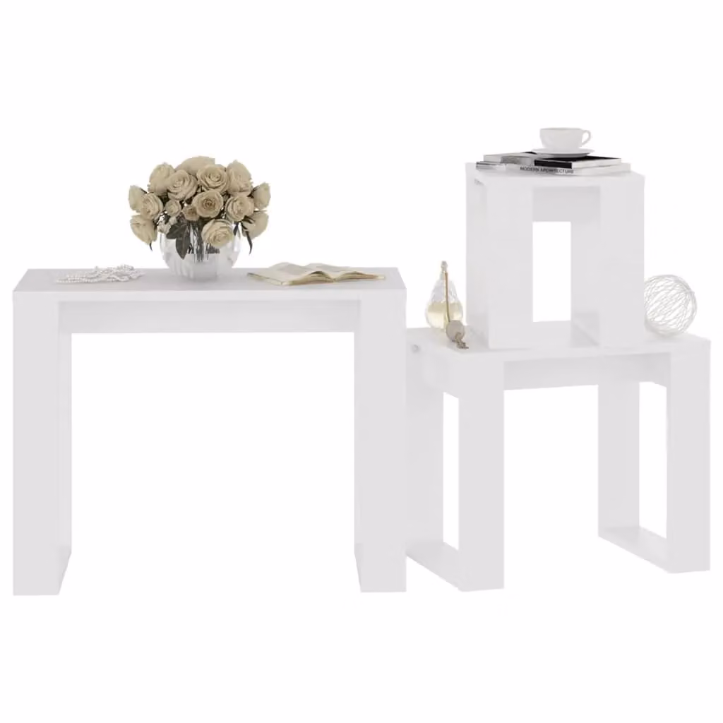 Berkfield Home Nesting Tables, 3 Piece Set in White Matt MDF – 2