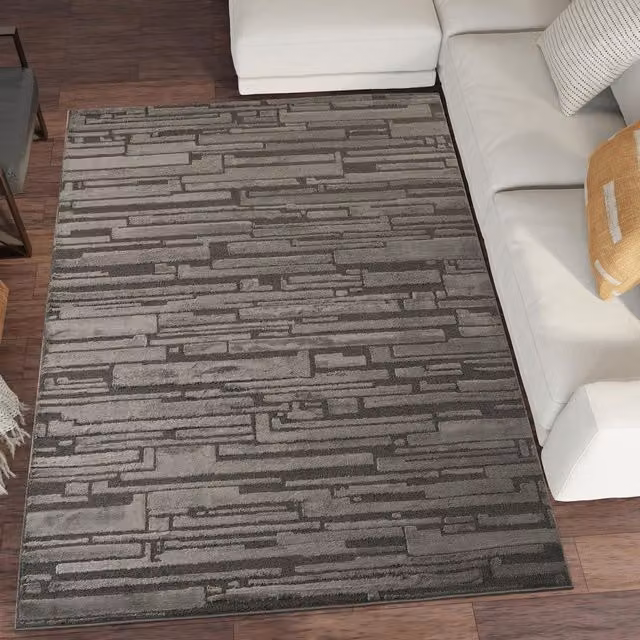 Desire Rugs Hamilton Modern Sheen Area Rug in Dark Grey with Bold Geometric Design, W: 290 cm, D: 200 cm