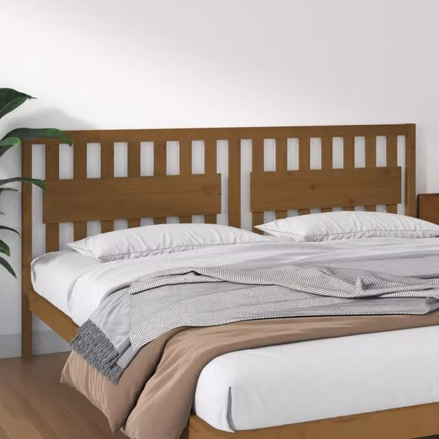 Berkfield Home Rustic Solid Wood Pine Bed Headboard, Honey Brown, W: 205.5 cm, D: 4 cm, H: 100 cm