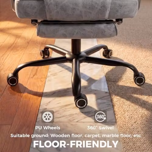HOMCOM Executive Office Chair in Grey with Headrest and Lumbar Support – 6