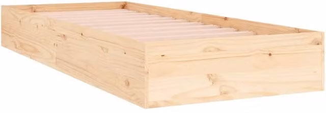 Berkfield Home Solid Pine Wood Small Single Bed Frame in Beige, W/D/H: 75 x 190 x 23 cm – 1