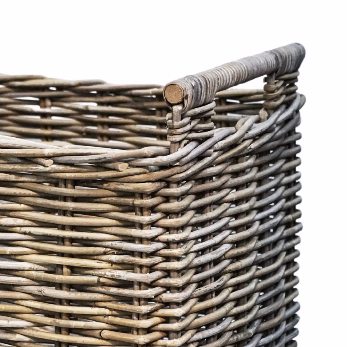 Ivyline Natural Rattan Log Cart in Brown and Beige, H: 49 cm, W: 58 cm – 3