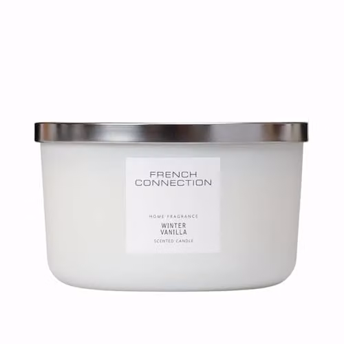 French Connection White Collection Winter Vanilla Scented Jar Candle, 436g