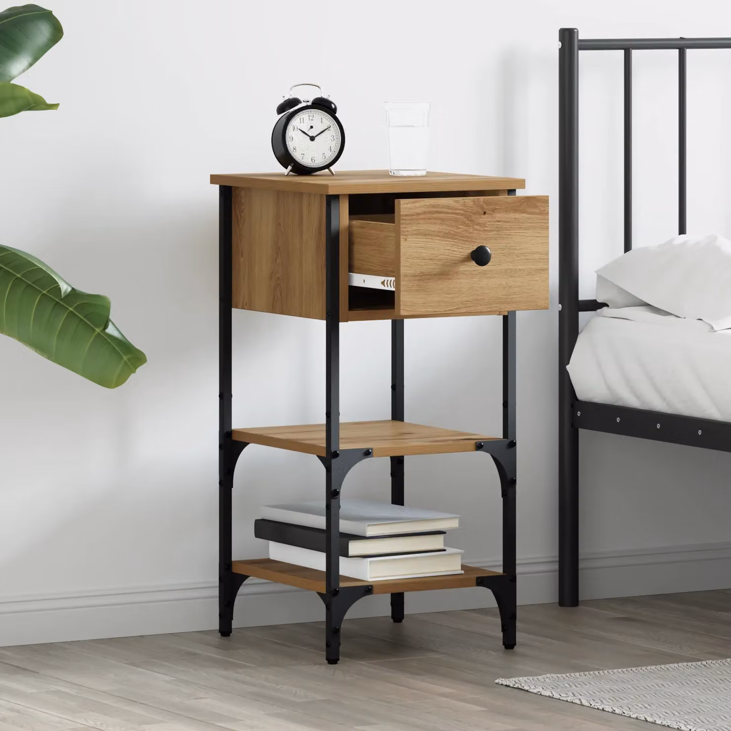 Berkfield Home Artisan Oak Bedside Cabinets, 2 Piece Set in Beige, W/D/H: 34 x 36 x 70 cm – 4