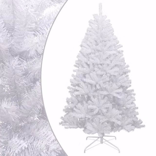 Berkfield Home Artificial Hinged Tabletop Christmas Tree with Flocked Snow, White, Height: 120 cm