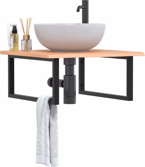 Berkfield Home Wall Mounted Basin Shelf in Brown Oak and Steel